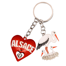 PC140 Key Ring Heart 3D Red Alsace
