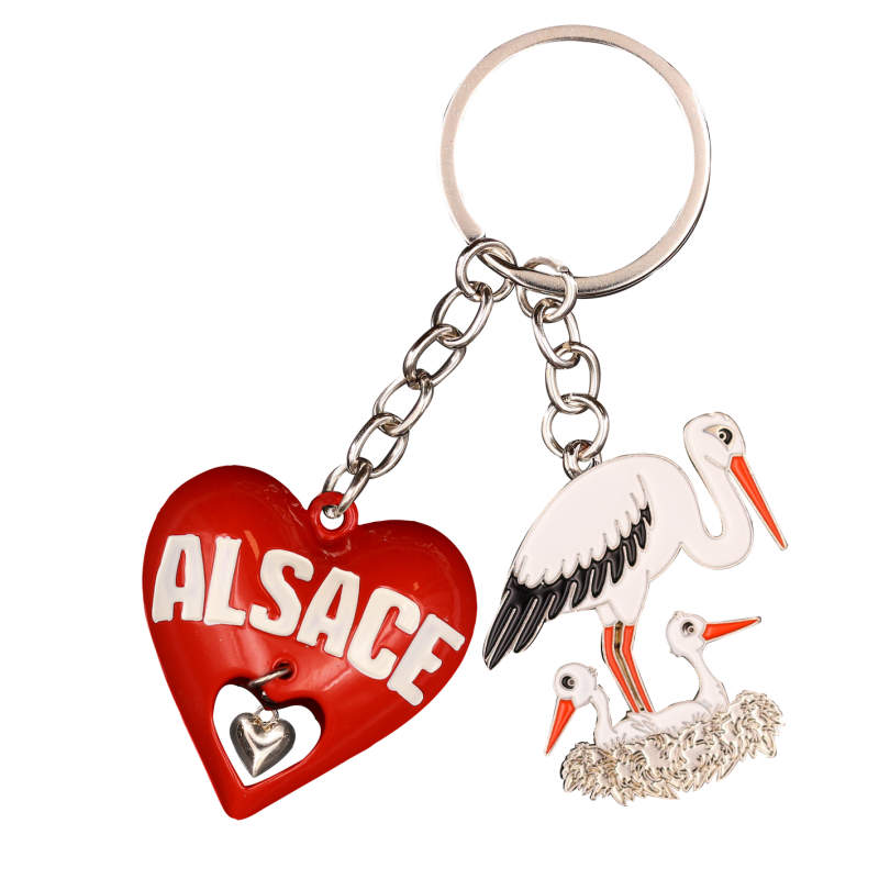 PC140 Key Ring Heart 3D Red Alsace