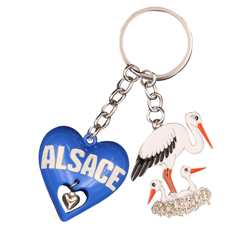 PC141 Key Ring Heart 3D Blue Alsace