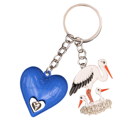 PC141 Key Ring Heart 3D Blue Alsace
