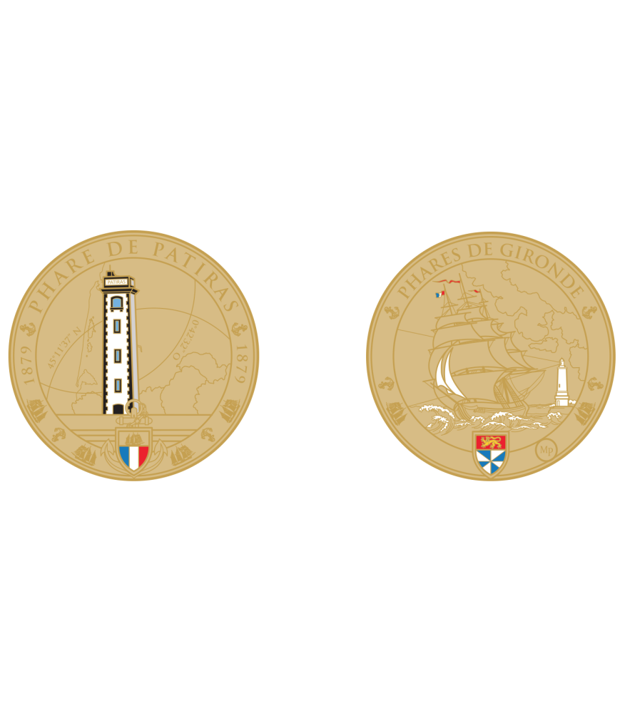 K11173 Médaille 34 mm collection phare Gironde Phare de Patiras