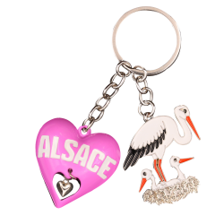 PC142 Key Ring Heart 3D Pink Alsace