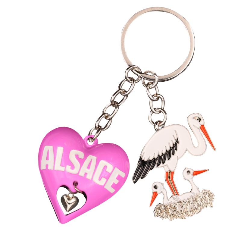 PC142 Key Ring Heart 3D Pink Alsace