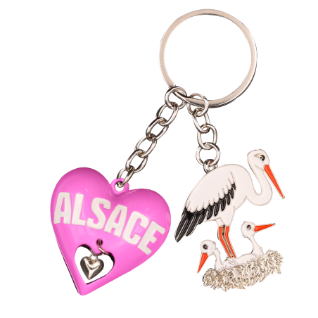 PC142 Key Ring Heart 3D Pink Alsace