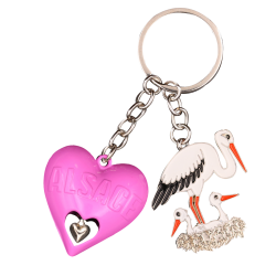 PC142 Key Ring Heart 3D Pink Alsace