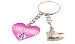 PC143 Key Ring Heart 3D Pink Strasbourg