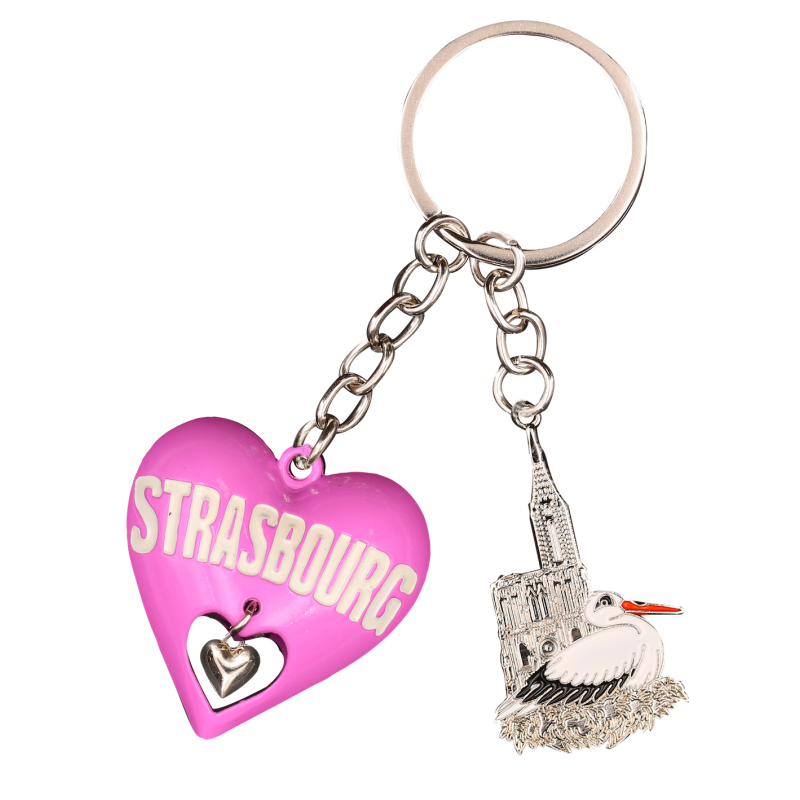 PC143 Key Ring Heart 3D Pink Strasbourg