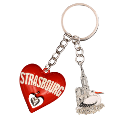 PC145 Key Ring Heart 3D Red Strasbourg