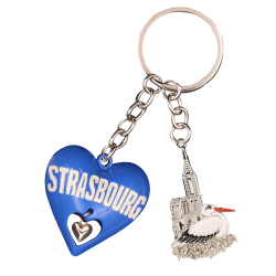 PC146 Key Ring Heart 3D Blue Strasbourg