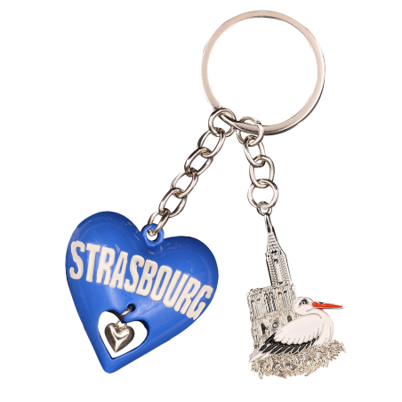 PC146 Key Ring Heart 3D Blue Strasbourg