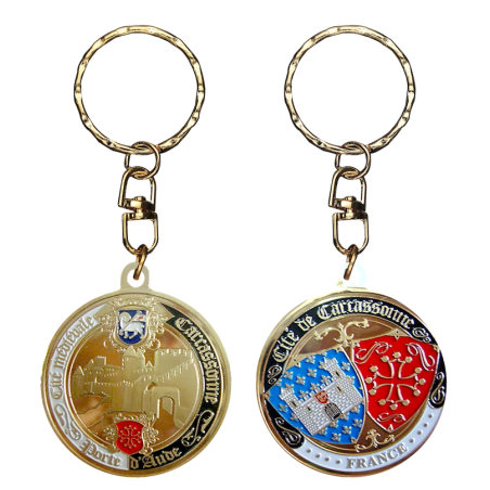 PC091 Keychain Round Carcassonne Pte D'Aude
