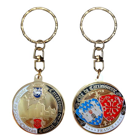 PC092 Keychain Round Carcassonne Chateau