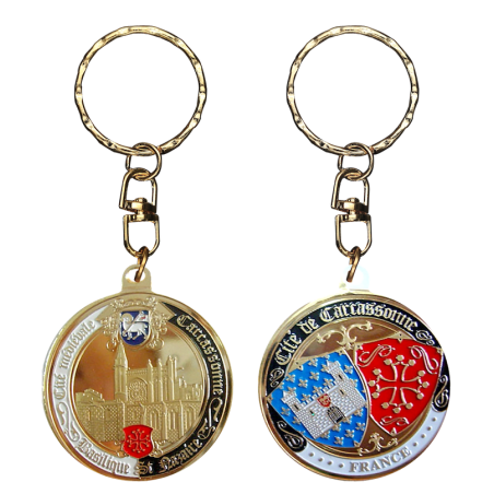 PC093 Keychain Round Carcassonne Basilique