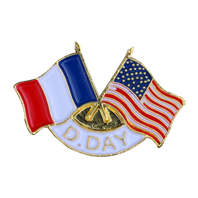 341 Badges 2 Flags France / U.S.A With Butterfly Clutch