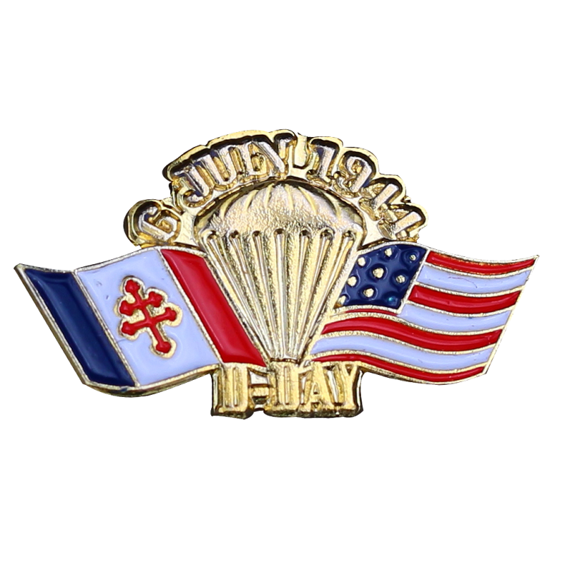 PDD18 Badges Paraglide - Flags France Usa With Butterfly Clutch