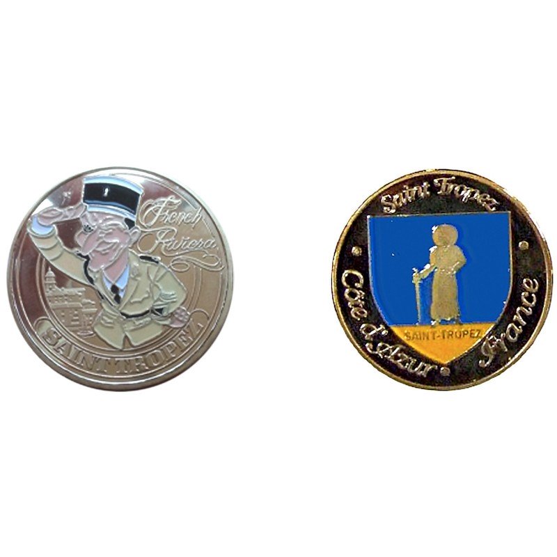 D11450 Medaille 32 mm St Tropez Gendarme Couleurs Buste