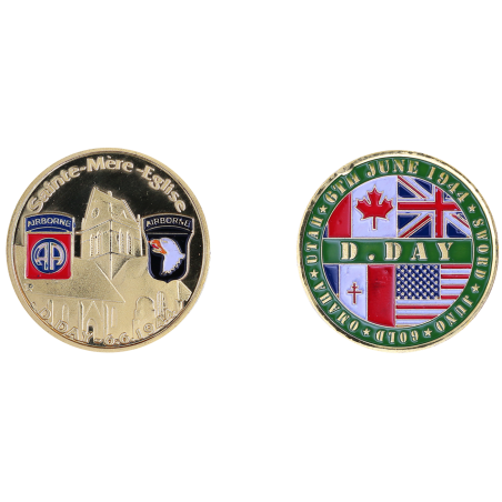 D117 Medal 32 mm Ste Mere Eglise + Logo Airborne