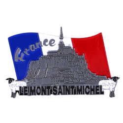 MN2 Magnet Metal Mont Saint Michel + Drapeau France