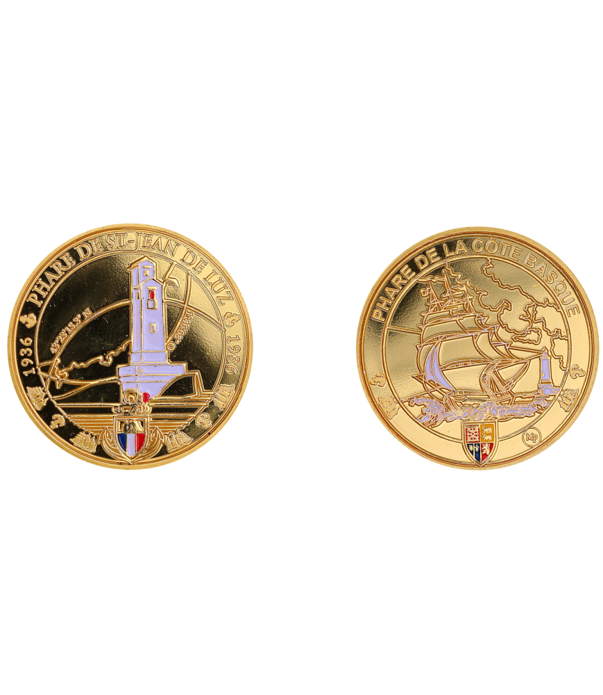 K11181 Médaille 34 mm collection phare Pays Basque Phare de Jean de Luz