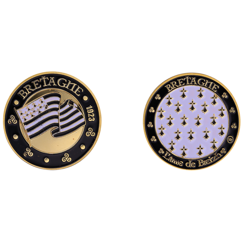 K1108 - Coin 34mm Bretagne Flag & Ermine