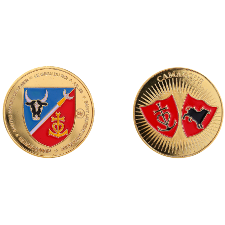 K11503 Medaille 34 mm Croix de Camargue + Taureau