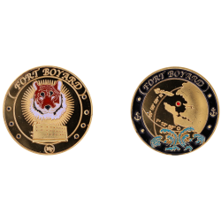 K11149 Médaille  34 mm Fort Boyard Tigre  fond doré