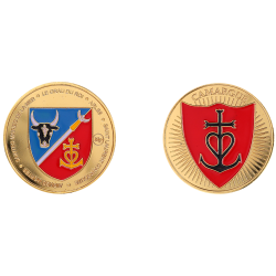 K11502 Medaille 34 mm Croix de Camargue sur fond rouge