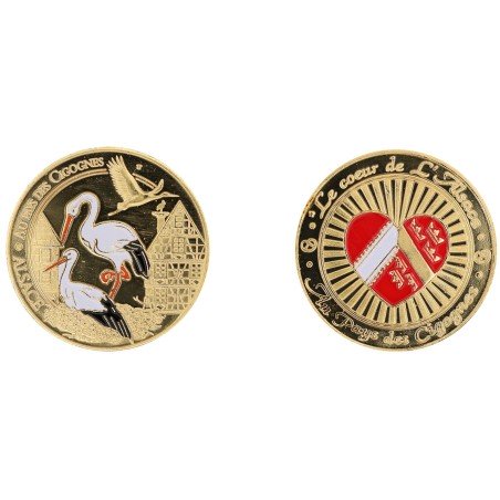 D11255 Medal 32 mm Alsace Cigognes Couleurs