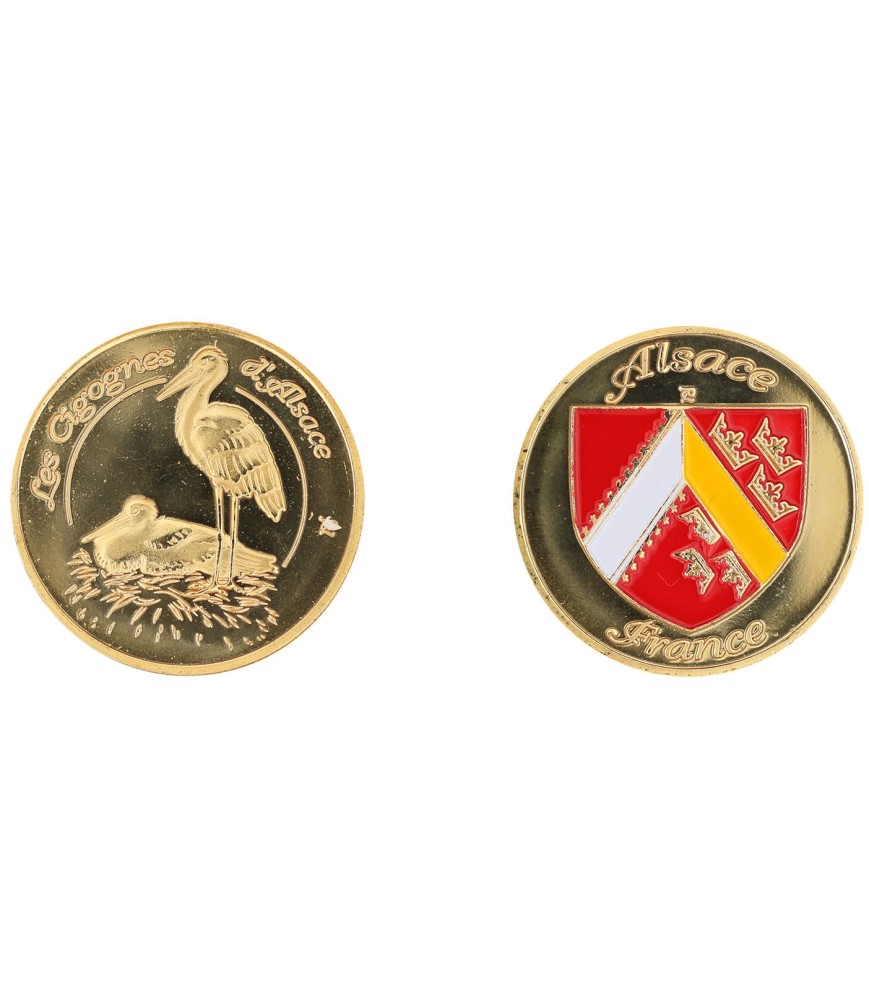 D1130 Medal 32 mm Alsace Cigognes Or