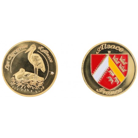 D1130 Medaille 32 mm Région:Alsace Cigognes Or