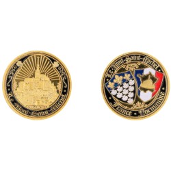 D11381 Medaille 32 mm Le Mont St Michel Contour Noir + Rayons